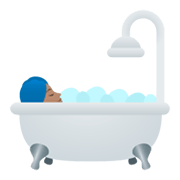 Emoji 🛀🏽 Persona Che Fa Il Bagno: Carnagione Olivastra su JoyPixels 5.5.