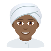 👳🏾 Emoji Pessoa Com Turbante: Pele Morena Escura na JoyPixels 5.5.
