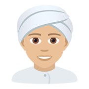 👳🏼 Emoji Person mit Turban: mittelhelle Hautfarbe JoyPixels 5.5.