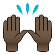 🙌🏿 Emoji zwei erhobene Handflächen: dunkle Hautfarbe JoyPixels 5.5.