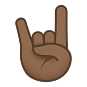 🤘🏾 Emoji Mano Haciendo El Signo De Cuernos: Tono De Piel Oscuro Medio en JoyPixels 5.5.
