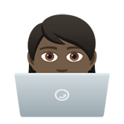 🧑🏿‍💻 Emoji IT-Experte/IT-Expertin: dunkle Hautfarbe JoyPixels 5.5.