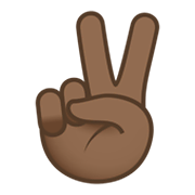 ✌🏾 Emoji Mão Em V De Vitória: Pele Morena Escura na JoyPixels 5.5.