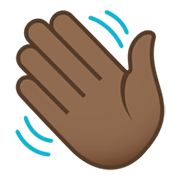 👋🏾 Emoji winkende Hand: mitteldunkle Hautfarbe JoyPixels 5.5.