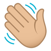 👋🏼 Emoji winkende Hand: mittelhelle Hautfarbe JoyPixels 5.5.