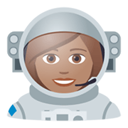 👩🏽‍🚀 Emoji Astronautin: mittlere Hautfarbe JoyPixels 5.5.