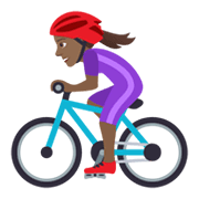 🚴🏾‍♀️ Emoji Radfahrerin: mitteldunkle Hautfarbe JoyPixels 5.5.