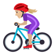 🚴🏼‍♀️ Emoji Radfahrerin: mittelhelle Hautfarbe JoyPixels 5.5.