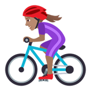 🚴🏽‍♀️ Emoji Mulher Ciclista: Pele Morena na JoyPixels 5.5.