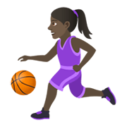 Emoji ⛹🏿‍♀️ Donna Che Fa Rimbalzare Una Palla: Carnagione Scura su JoyPixels 5.5.
