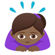 Emoji 🙇🏾‍♀️ Donna Che Fa Inchino Profondo: Carnagione Abbastanza Scura su JoyPixels 5.5.