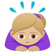 🙇🏼‍♀️ Emoji Mulher Fazendo Reverência: Pele Morena Clara na JoyPixels 5.5.