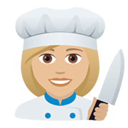 Émoji 👩🏼‍🍳 Cuisinière : Peau Moyennement Claire sur JoyPixels 5.5.