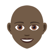 👩🏿‍🦲 Emoji Frau: dunkle Hautfarbe, Glatze JoyPixels 5.5.