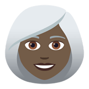 👩🏿‍🦳 Emoji Frau: dunkle Hautfarbe, weißes Haar JoyPixels 5.5.