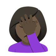 🤦🏿‍♀️ Emoji sich an den Kopf fassende Frau: dunkle Hautfarbe JoyPixels 5.5.