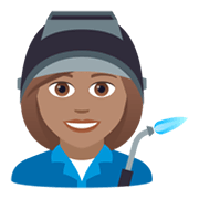 👩🏽‍🏭 Emoji Fabrikarbeiterin: mittlere Hautfarbe JoyPixels 5.5.