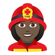👩🏿‍🚒 Emoji Feuerwehrfrau: dunkle Hautfarbe JoyPixels 5.5.
