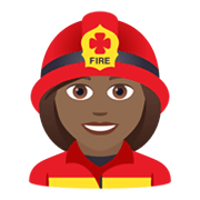 👩🏾‍🚒 Emoji Feuerwehrfrau: mitteldunkle Hautfarbe JoyPixels 5.5.