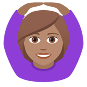 🙆🏽‍♀️ Emoji Frau mit Händen auf dem Kopf: mittlere Hautfarbe JoyPixels 5.5.
