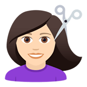 💇🏻‍♀️ Emoji Frau beim Haareschneiden: helle Hautfarbe JoyPixels 5.5.