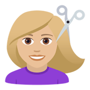 💇🏼‍♀️ Emoji Mujer Cortándose El Pelo: Tono De Piel Claro Medio en JoyPixels 5.5.