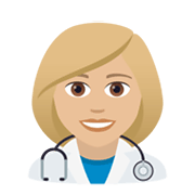 👩🏼‍⚕️ Emoji Ärztin: mittelhelle Hautfarbe JoyPixels 5.5.