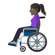 👩🏿‍🦽 Emoji Frau in manuellem Rollstuhl: dunkle Hautfarbe JoyPixels 5.5.