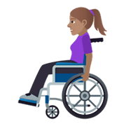👩🏽‍🦽 Emoji Frau in manuellem Rollstuhl: mittlere Hautfarbe JoyPixels 5.5.