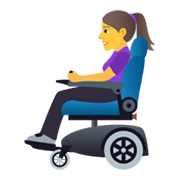 👩‍🦼 Emoji Frau in elektrischem Rollstuhl JoyPixels 5.5.