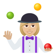 Emoji 🤹🏼‍♀️ Giocoliere Donna: Carnagione Abbastanza Chiara su JoyPixels 5.5.