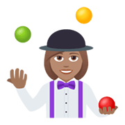 🤹🏽‍♀️ Emoji Jongleurin: mittlere Hautfarbe JoyPixels 5.5.