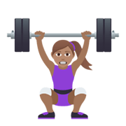 🏋🏽‍♀️ Emoji Mulher Levantando Peso: Pele Morena na JoyPixels 5.5.