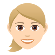👱🏻‍♀️ Emoji Frau: helle Hautfarbe, blond JoyPixels 5.5.