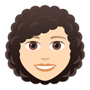👩🏻‍🦱 Emoji Frau: helle Hautfarbe, lockiges Haar JoyPixels 5.5.
