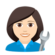 👩🏻‍🔧 Emoji Mecânica: Pele Clara na JoyPixels 5.5.