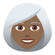 👩🏾‍🦳 Emoji Frau: mitteldunkle Hautfarbe, weißes Haar JoyPixels 5.5.