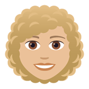👩🏼‍🦱 Emoji Frau: mittelhelle Hautfarbe, lockiges Haar JoyPixels 5.5.