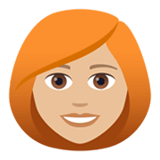 👩🏼‍🦰 Emoji Frau: mittelhelle Hautfarbe, rotes Haar JoyPixels 5.5.