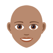 👩🏽‍🦲 Emoji Frau: mittlere Hautfarbe, Glatze JoyPixels 5.5.
