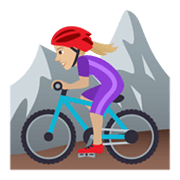 🚵🏼‍♀️ Emoji Mujer En Bicicleta De Montaña: Tono De Piel Claro Medio en JoyPixels 5.5.