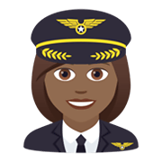 👩🏾‍✈️ Emoji Pilotin: mitteldunkle Hautfarbe JoyPixels 5.5.