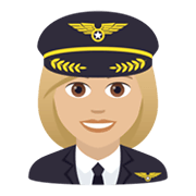 👩🏼‍✈️ Emoji Pilotin: mittelhelle Hautfarbe JoyPixels 5.5.