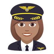 👩🏽‍✈️ Emoji Piloto De Avião Mulher: Pele Morena na JoyPixels 5.5.