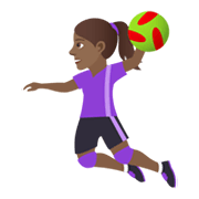 🤾🏾‍♀️ Emoji Handballspielerin: mitteldunkle Hautfarbe JoyPixels 5.5.
