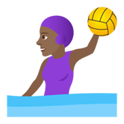 🤽🏾‍♀️ Emoji Mulher Jogando Polo Aquático: Pele Morena Escura na JoyPixels 5.5.