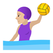 🤽🏼‍♀️ Emoji Mujer Jugando Al Waterpolo: Tono De Piel Claro Medio en JoyPixels 5.5.