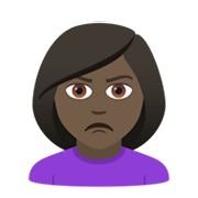 🙎🏿‍♀️ Emoji schmollende Frau: dunkle Hautfarbe JoyPixels 5.5.