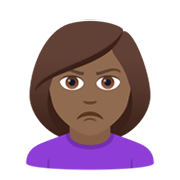 🙎🏾‍♀️ Emoji Mujer Haciendo Pucheros: Tono De Piel Oscuro Medio en JoyPixels 5.5.