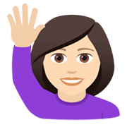 🙋🏻‍♀️ Emoji Frau mit erhobenem Arm: helle Hautfarbe JoyPixels 5.5.